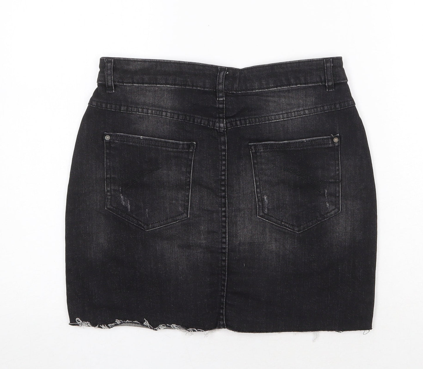 Pimkie Womens Grey Cotton Mini Skirt Size 28 in Zip
