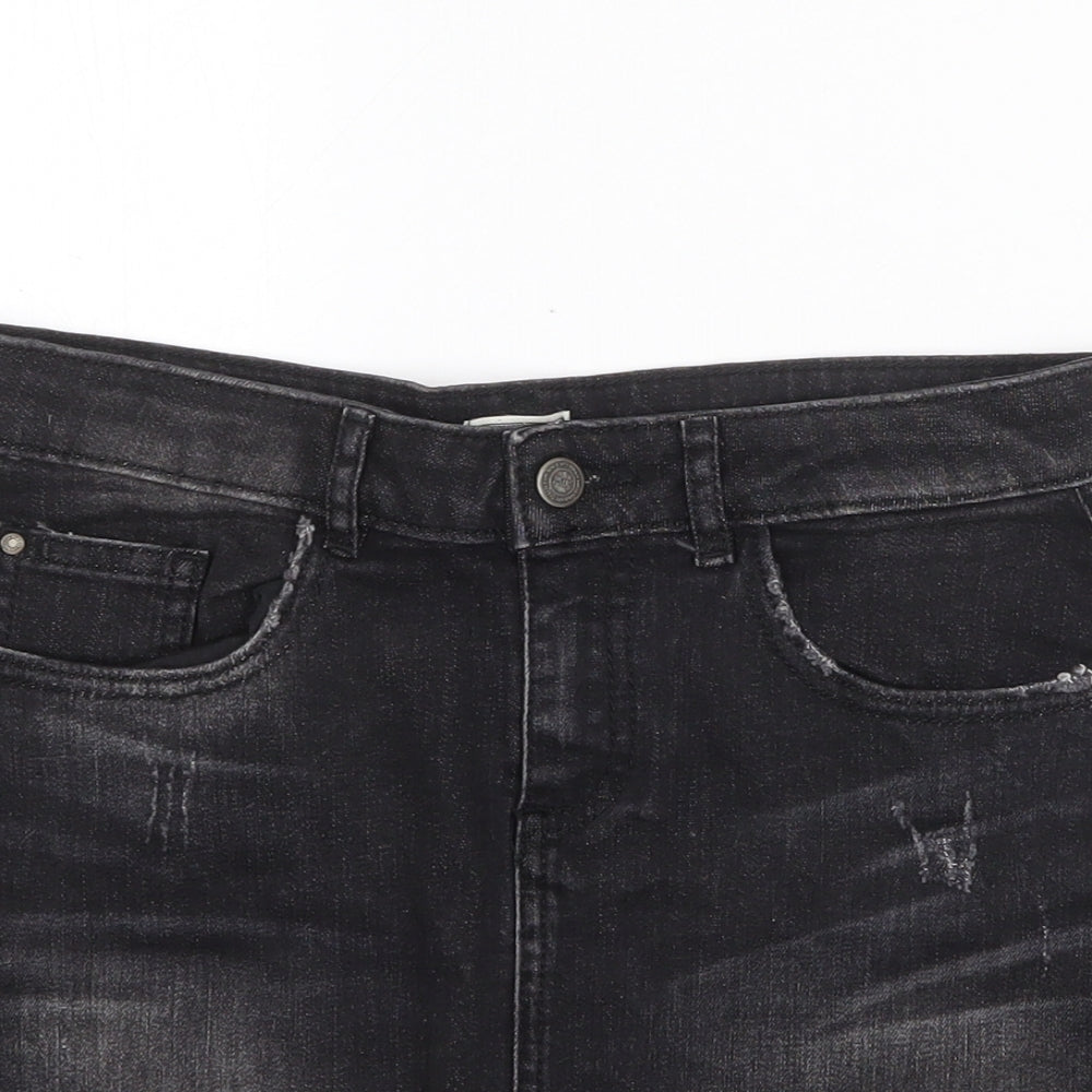 Pimkie Womens Grey Cotton Mini Skirt Size 28 in Zip