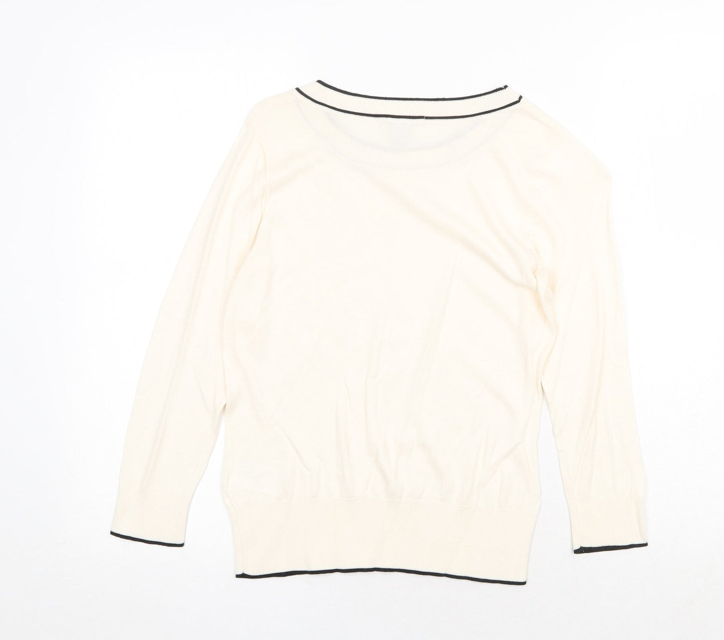 H&M Womens Beige Scoop Neck Cotton Pullover Jumper Size S
