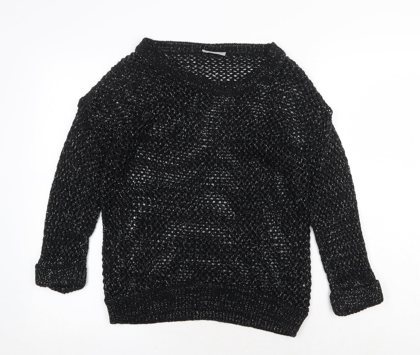 Wallis Womens Black Scoop Neck Acrylic Pullover Jumper Size S