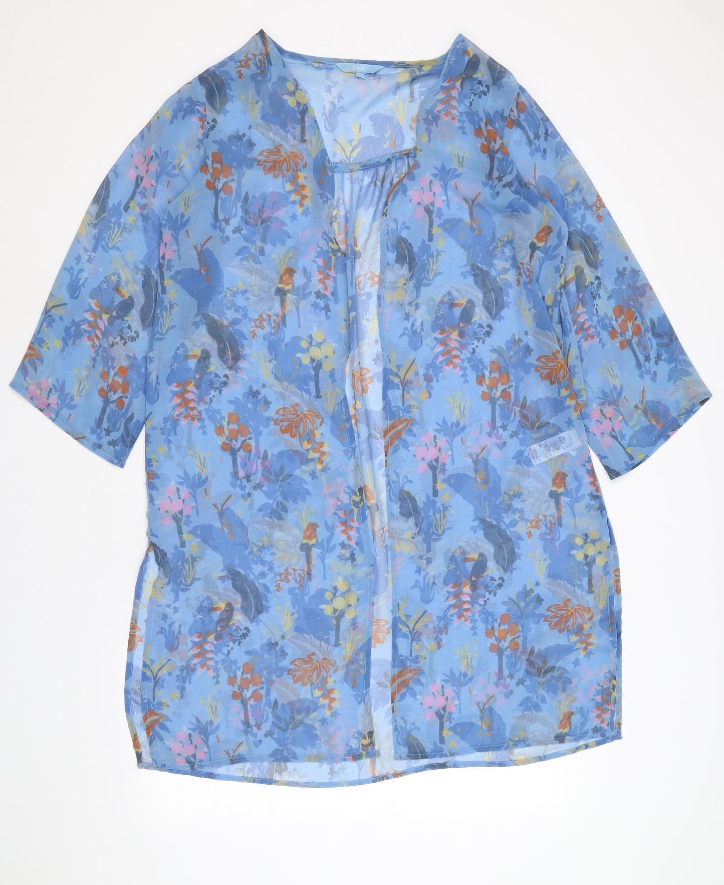 NEXT Womens Blue Geometric Polyester Kimono Blouse Size 10 V-Neck - Toucan