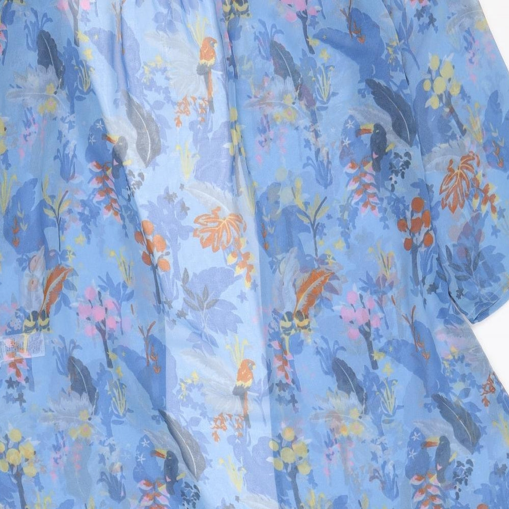 NEXT Womens Blue Geometric Polyester Kimono Blouse Size 10 V-Neck - Toucan