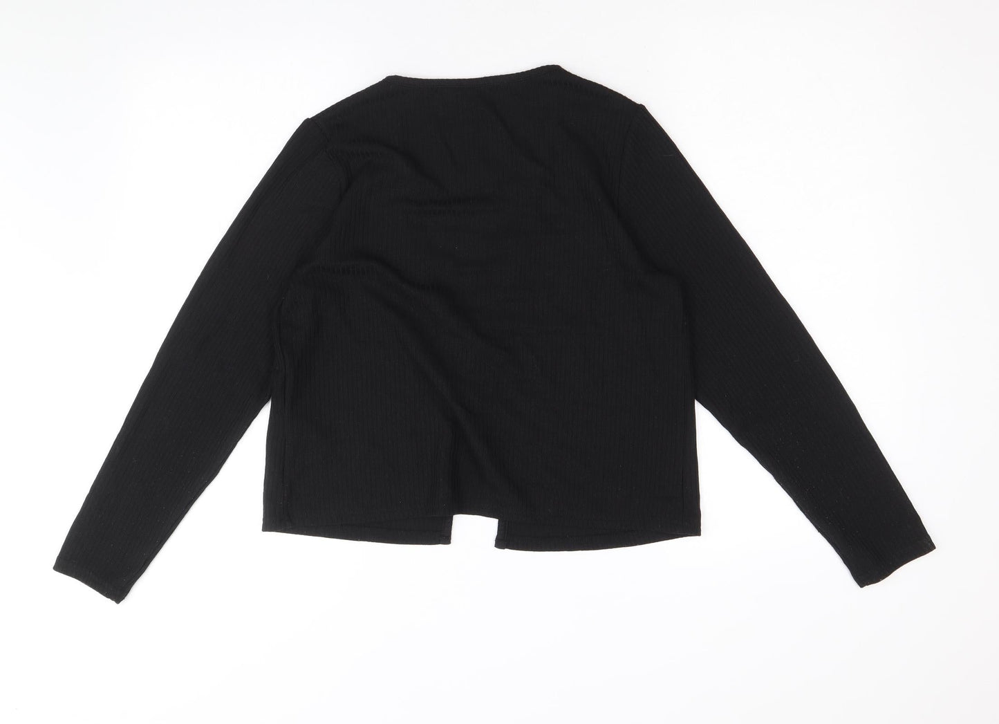 Divided by H&M Womens Black Polyester Cropped Blouse Size L V-Neck