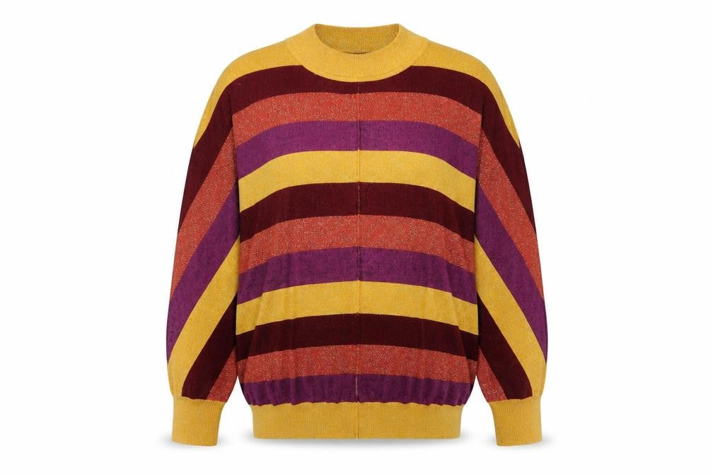 Marks and Spencer Womens Multicoloured Round Neck Striped Polyamide Pullover Jumper Size M