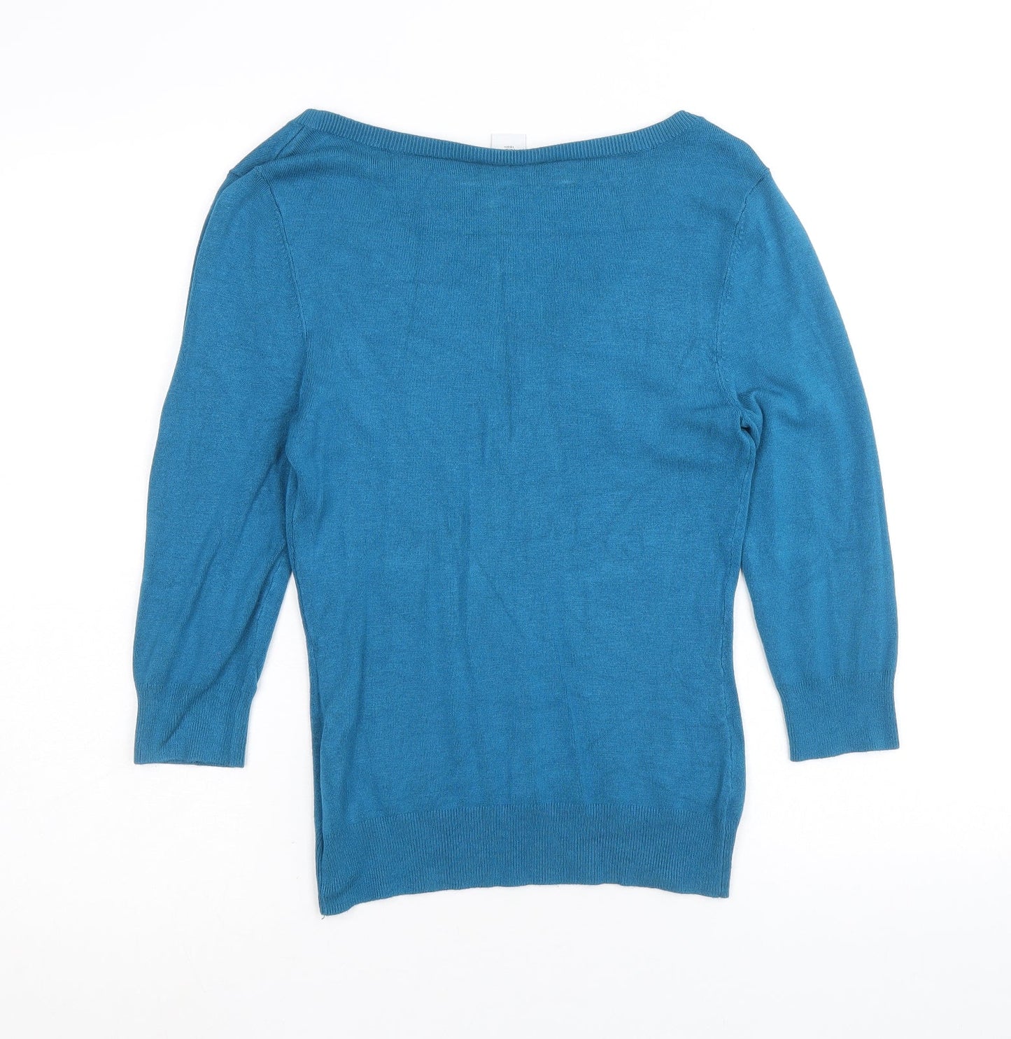 New Look Womens Blue V-Neck Viscose Pullover Jumper Size 8