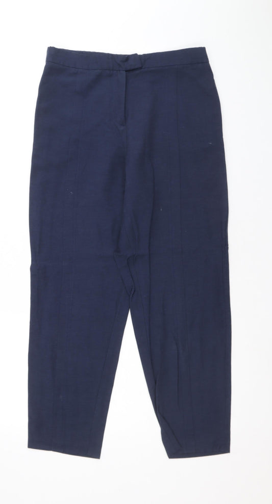 Sisley Womens Blue Viscose Trousers Size 8 Regular Zip