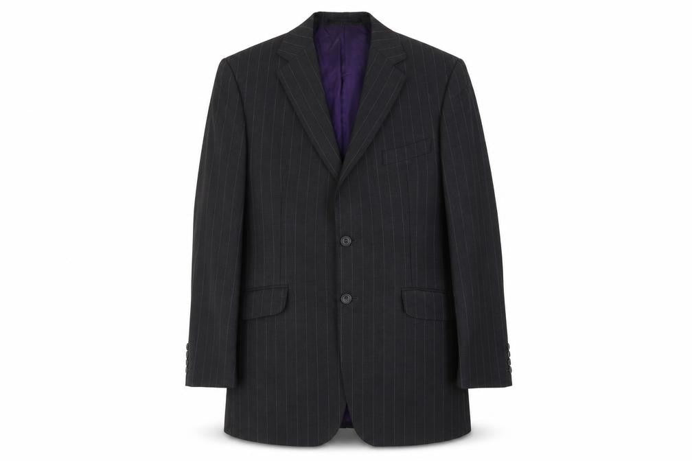 Marks and Spencer Mens Grey Striped Wool Jacket Blazer Size L Regular