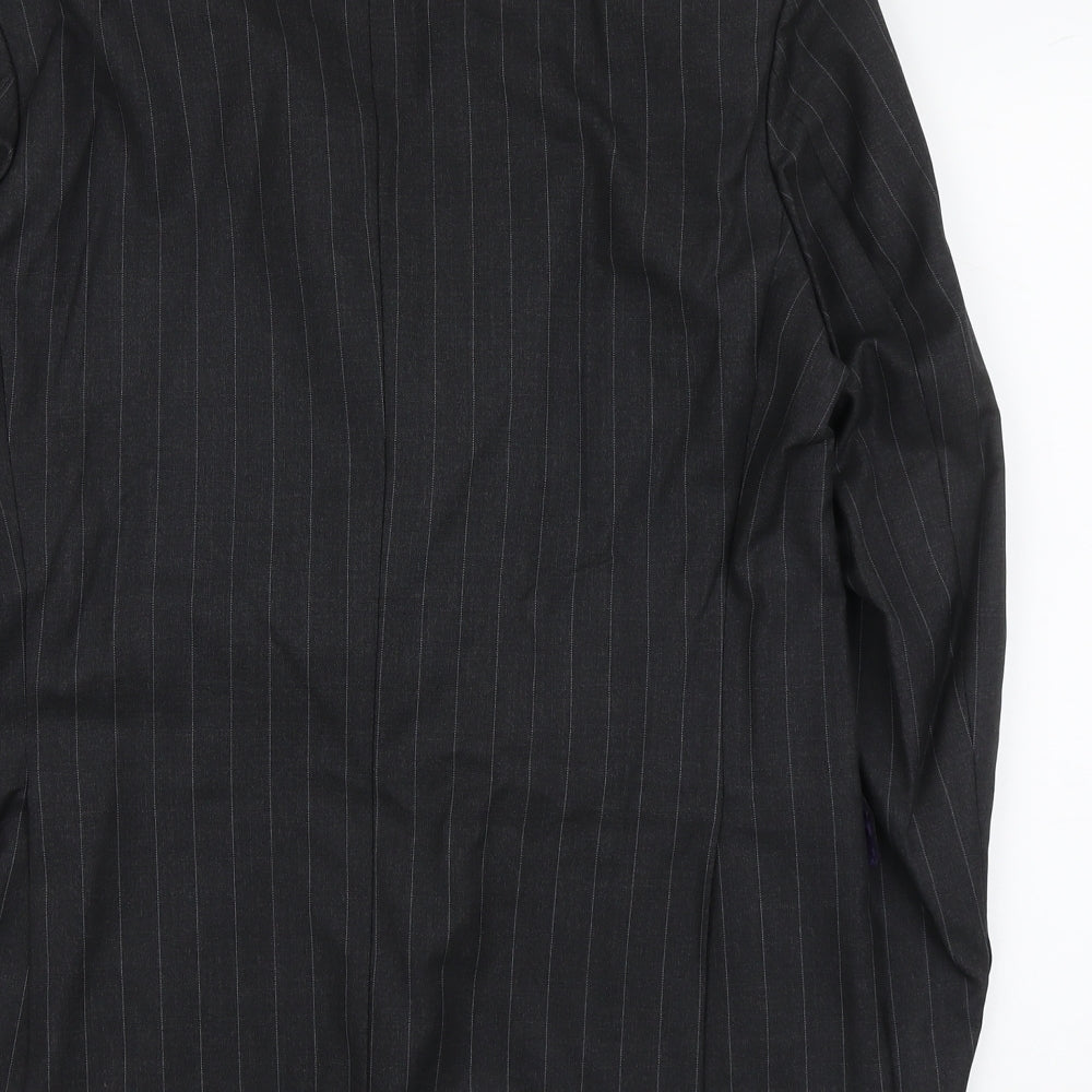 Marks and Spencer Mens Grey Striped Wool Jacket Blazer Size L Regular