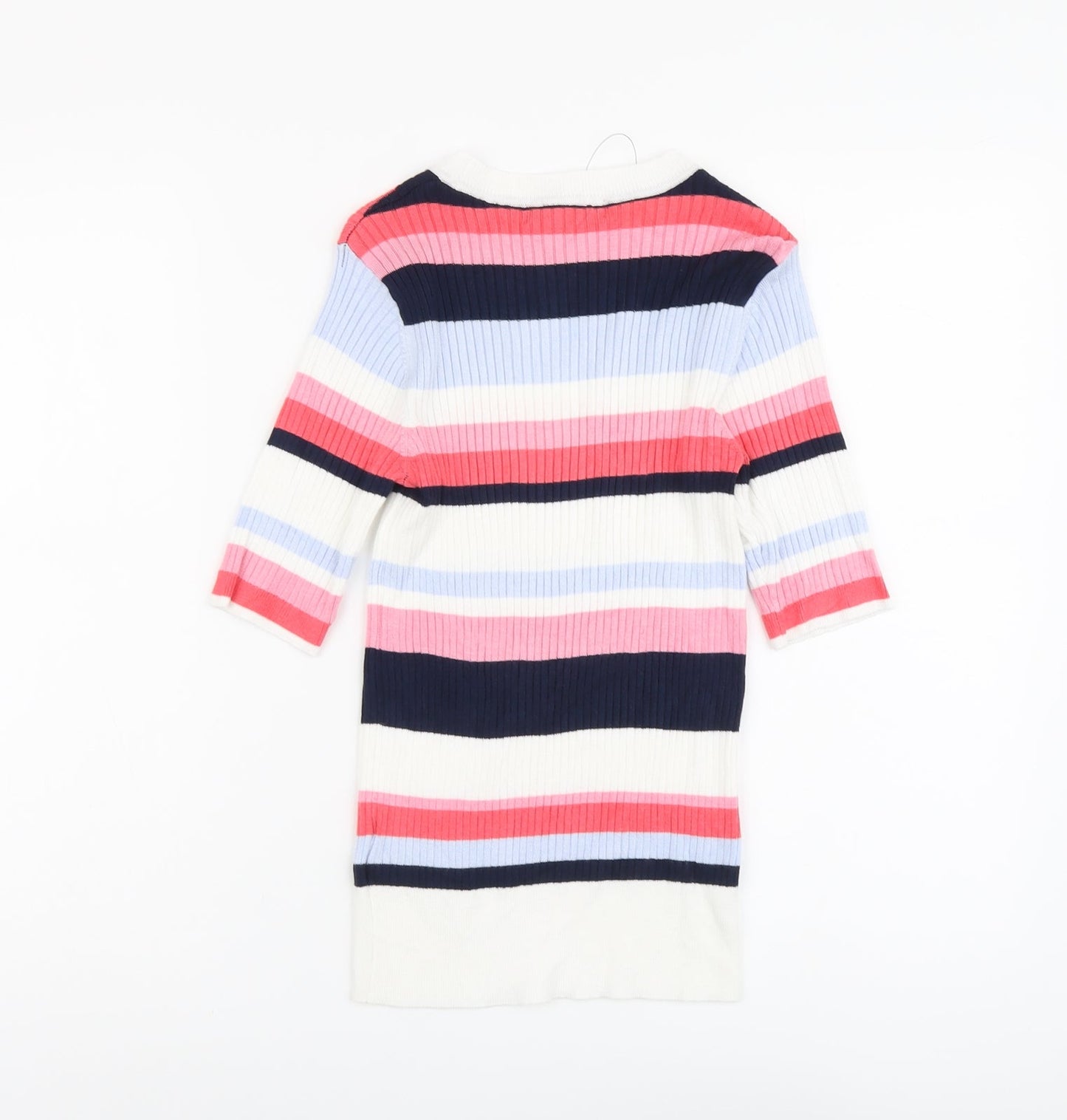 Marks and Spencer Womens Multicoloured Round Neck Striped Viscose Pullover Jumper Size 8