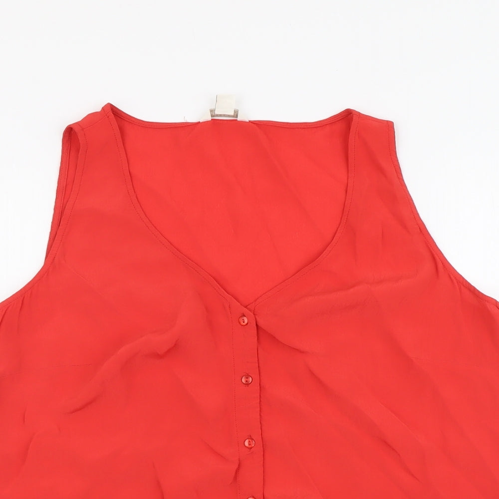 Monsoon Womens Red Polyester Basic Button-Up Size 16 V-Neck
