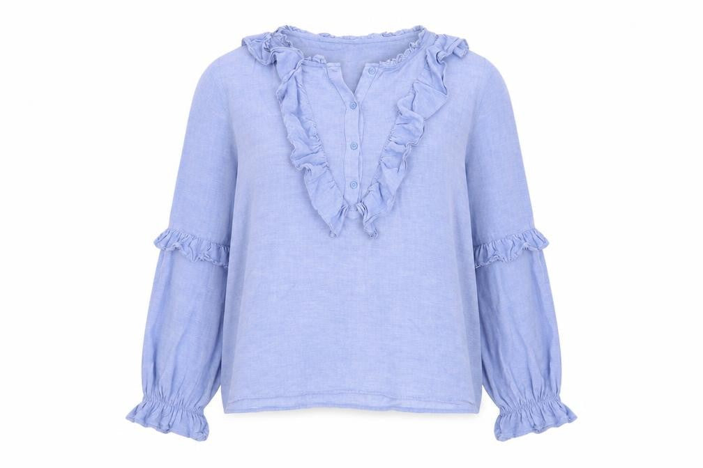 Zara Womens Blue Viscose Basic Blouse Size M Round Neck