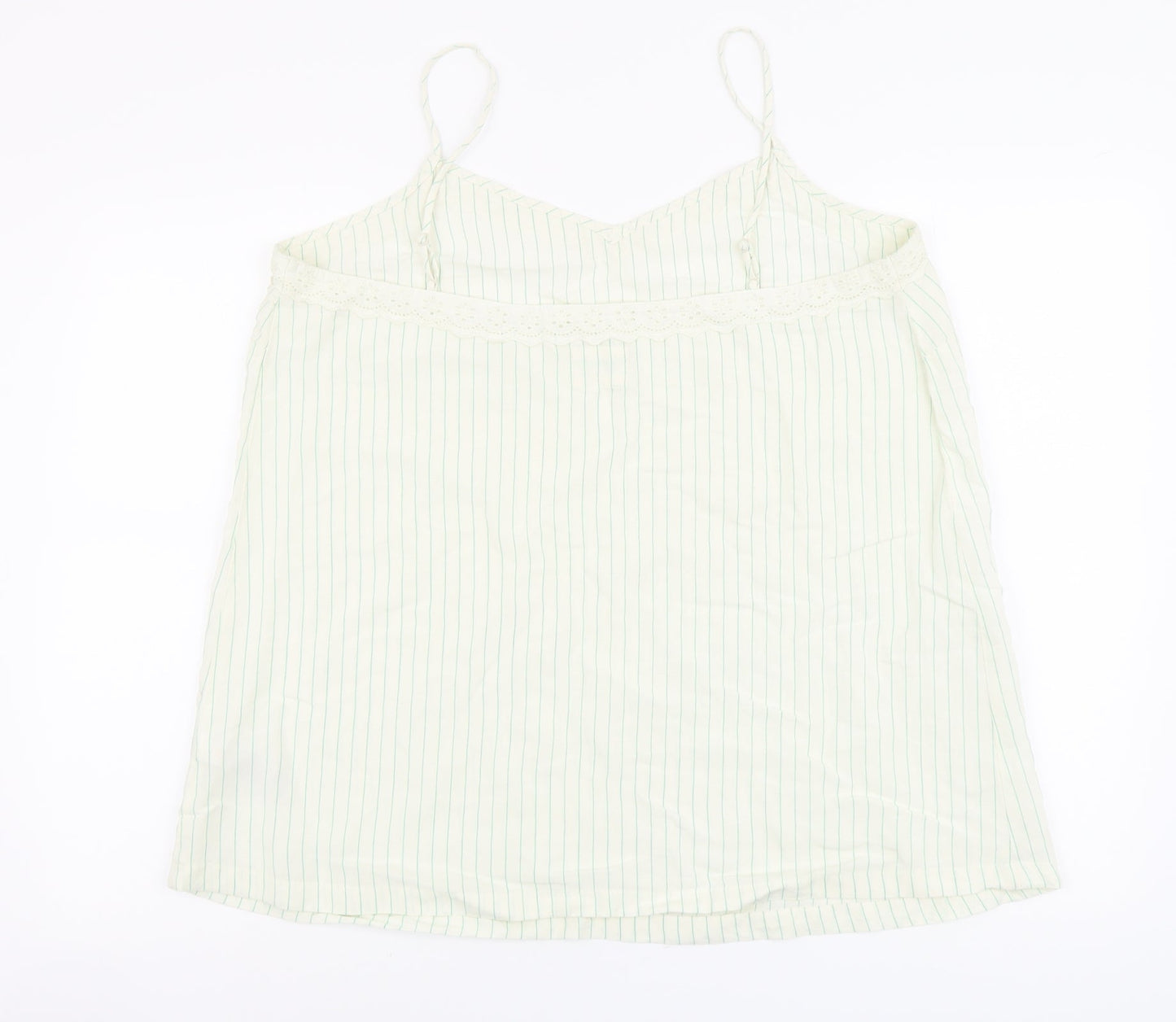 Marks and Spencer Womens Beige Striped Viscose Basic Tank Size 18 V-Neck