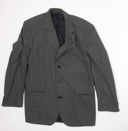 Marks and Spencer Mens Brown Geometric Wool Jacket Blazer Size 40 Regular