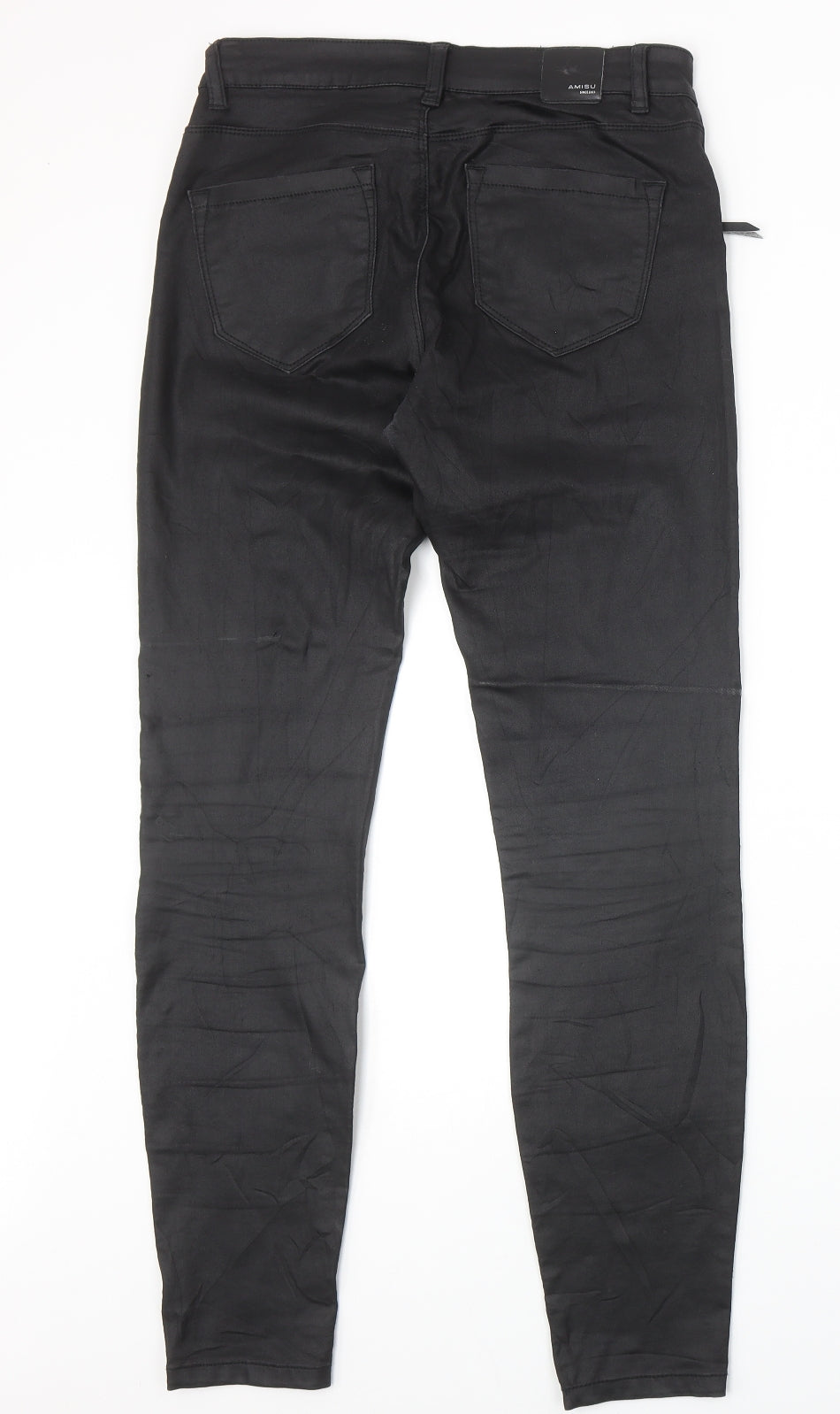 Amisu Womens Black Cotton Straight Jeans Size 10 Regular Zip