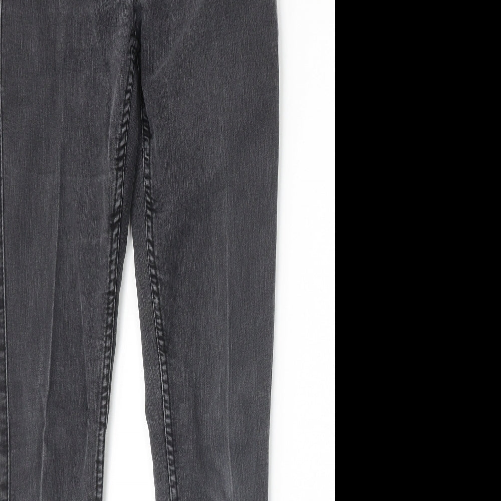 Preworn Womens Grey Cotton Skinny Jeans Size 28 in Extra-Slim Zip