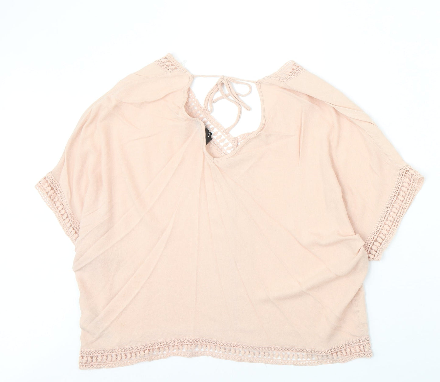 New Look Womens Pink Viscose Basic Blouse Size 8 V-Neck
