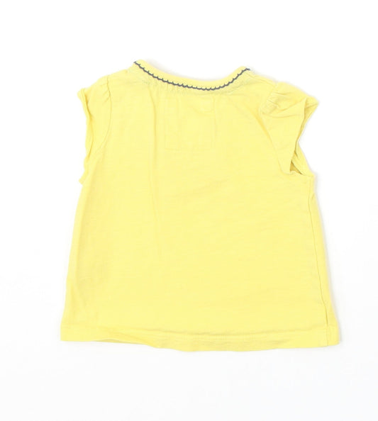 TU Girls Yellow 100% Cotton Basic T-Shirt Size 0-3 Months Round Neck Snap