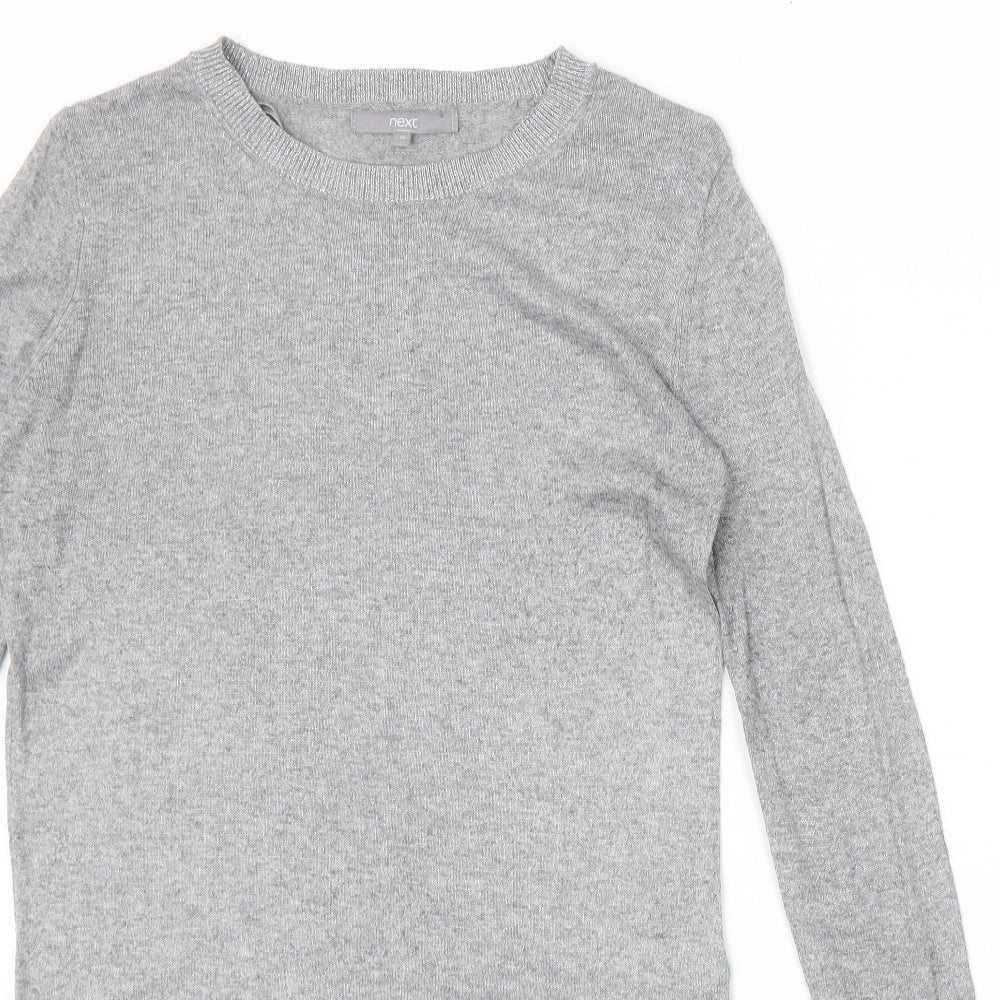 NEXT Womens Grey Round Neck Polyester Pullover Jumper Size 10