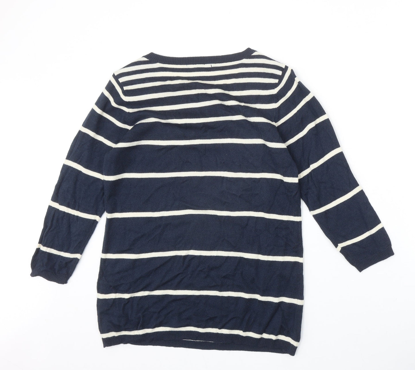 Store Twenty One Womens Blue Scoop Neck Striped Acrylic Pullover Jumper Size 14
