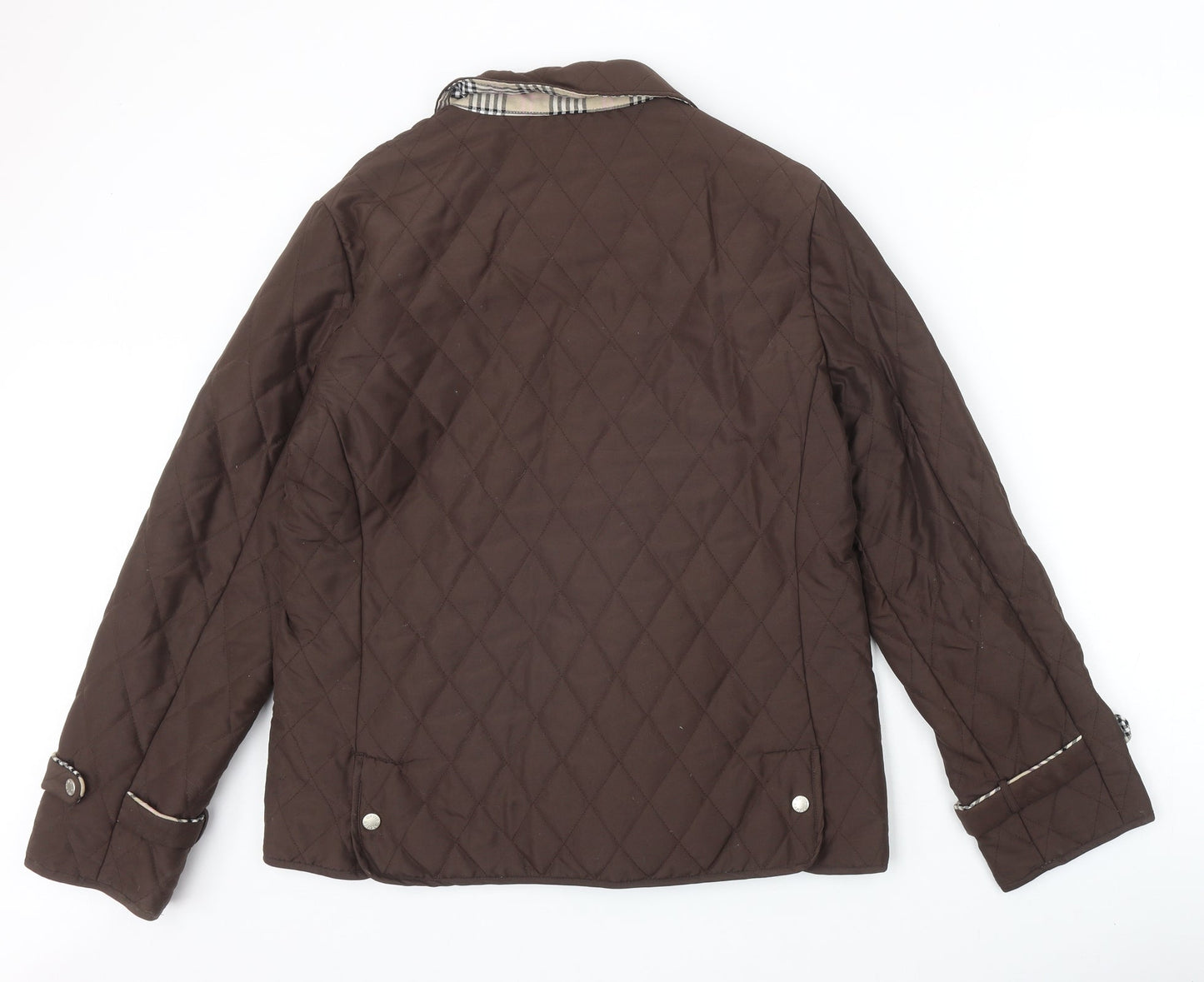 David Barry Womens Brown Quilted Jacket Size 14 Snap