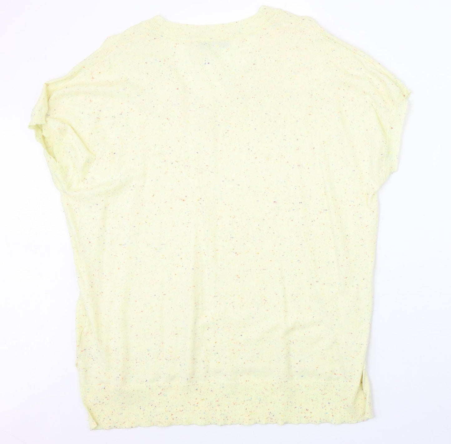 NEXT Womens Yellow Nylon Basic T-Shirt Size L V-Neck