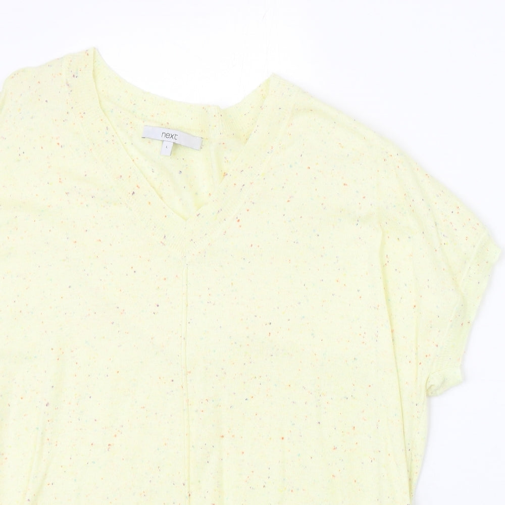 NEXT Womens Yellow Nylon Basic T-Shirt Size L V-Neck