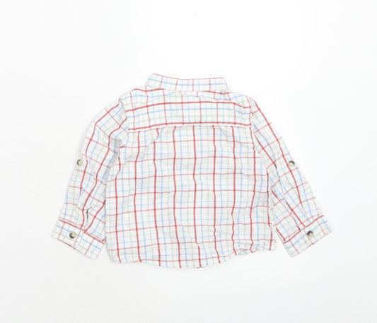 M&Co Boys Multicoloured Plaid Cotton Basic Button-Up Size 6-9 Months Collared Button