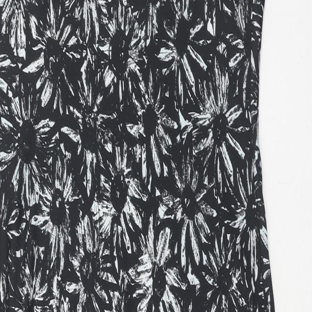 Topshop Womens Black Fair Isle Polyester Slip Dress Size 10 V-Neck Pullover