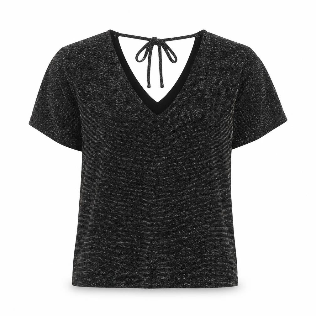 Peacocks Womens Black Polyamide Basic Blouse Size 8 V-Neck