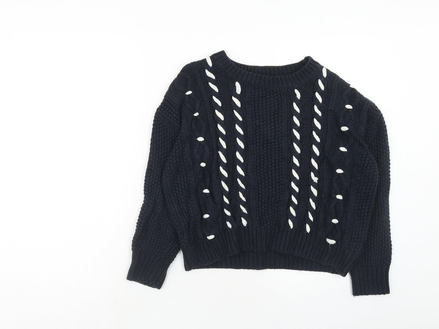 Louche Womens Blue Round Neck Acrylic Pullover Jumper Size 10