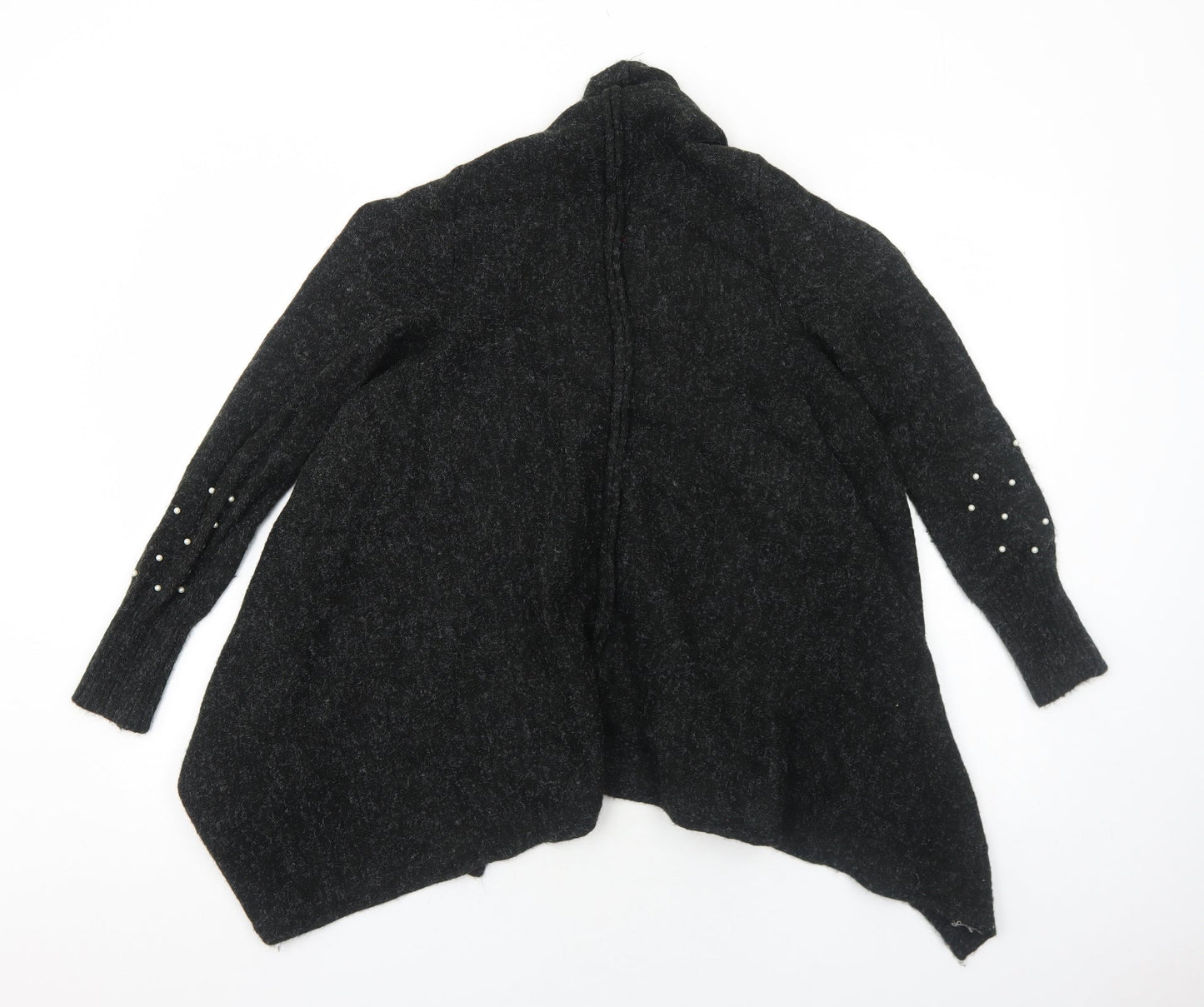 Cream Womens Grey V-Neck Polyester Cardigan Jumper Size S