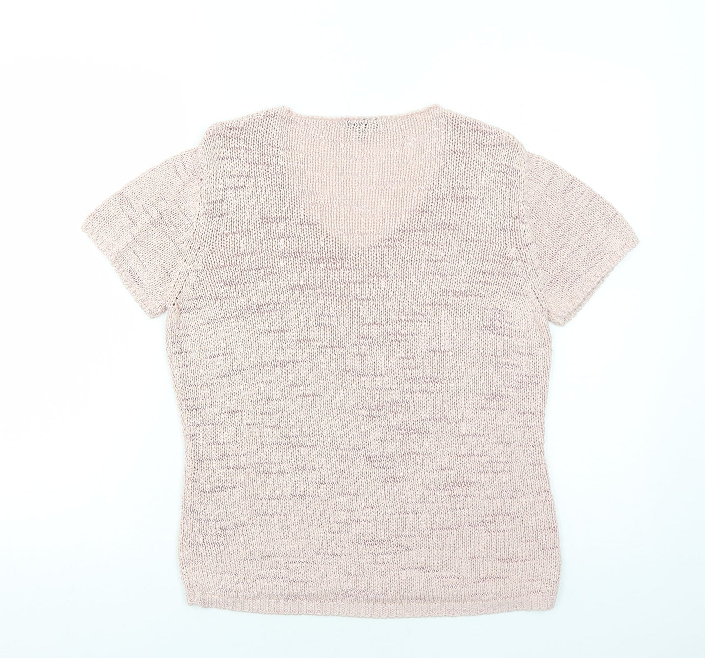 Per Una Womens Pink Acrylic Basic T-Shirt Size L V-Neck