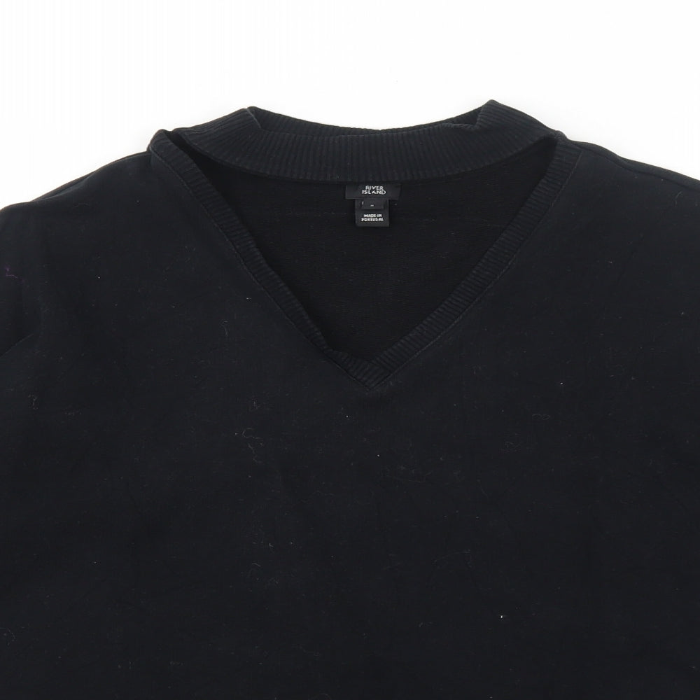 River Island Womens Black Round Neck Cotton Pullover Jumper Size S