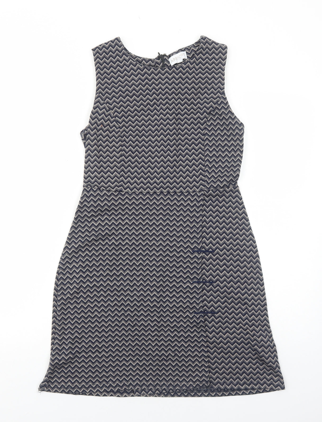 Apricot Womens Blue Geometric Polyester A-Line Size 10 Round Neck Zip