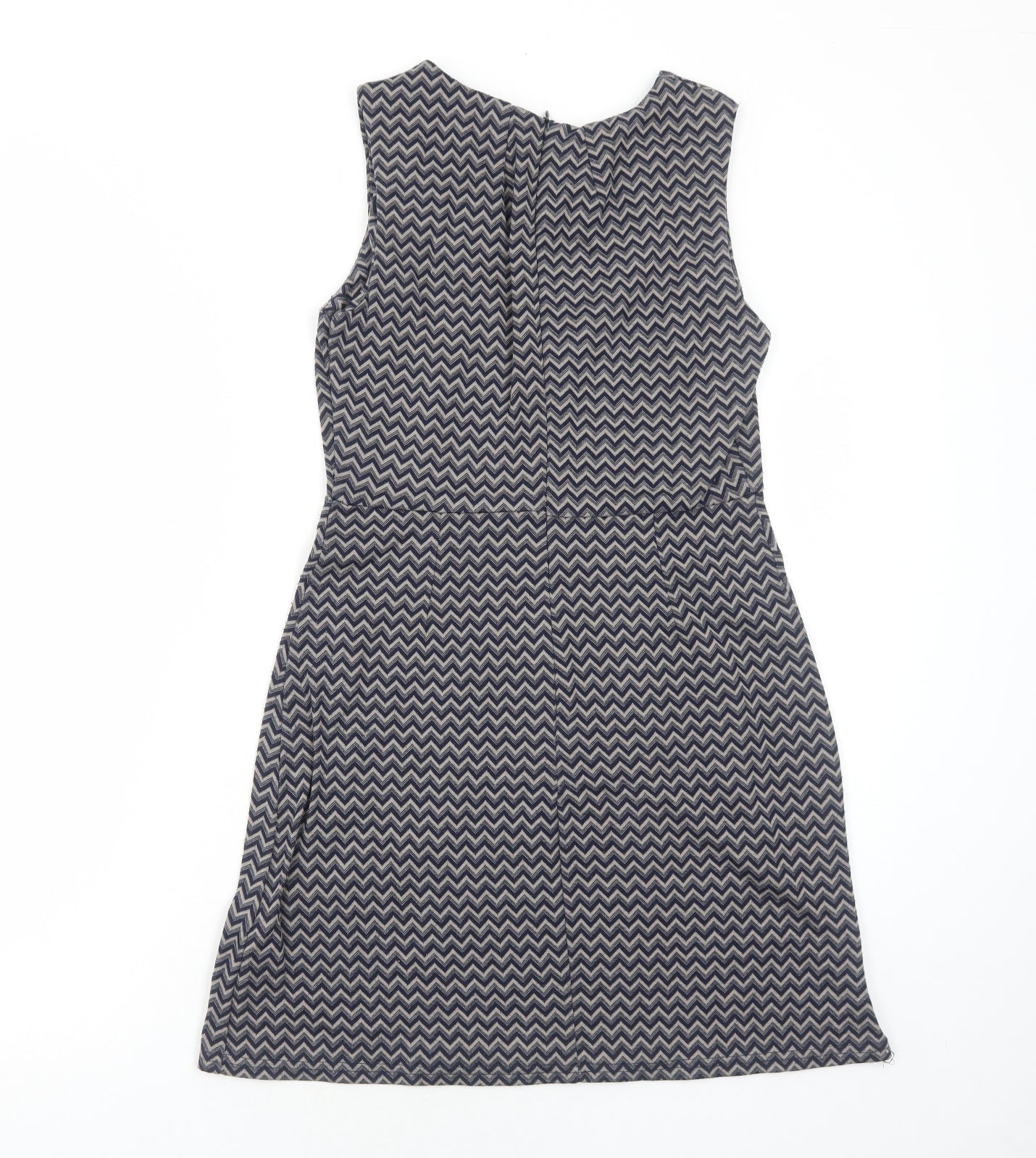 Apricot Womens Blue Geometric Polyester A-Line Size 10 Round Neck Zip