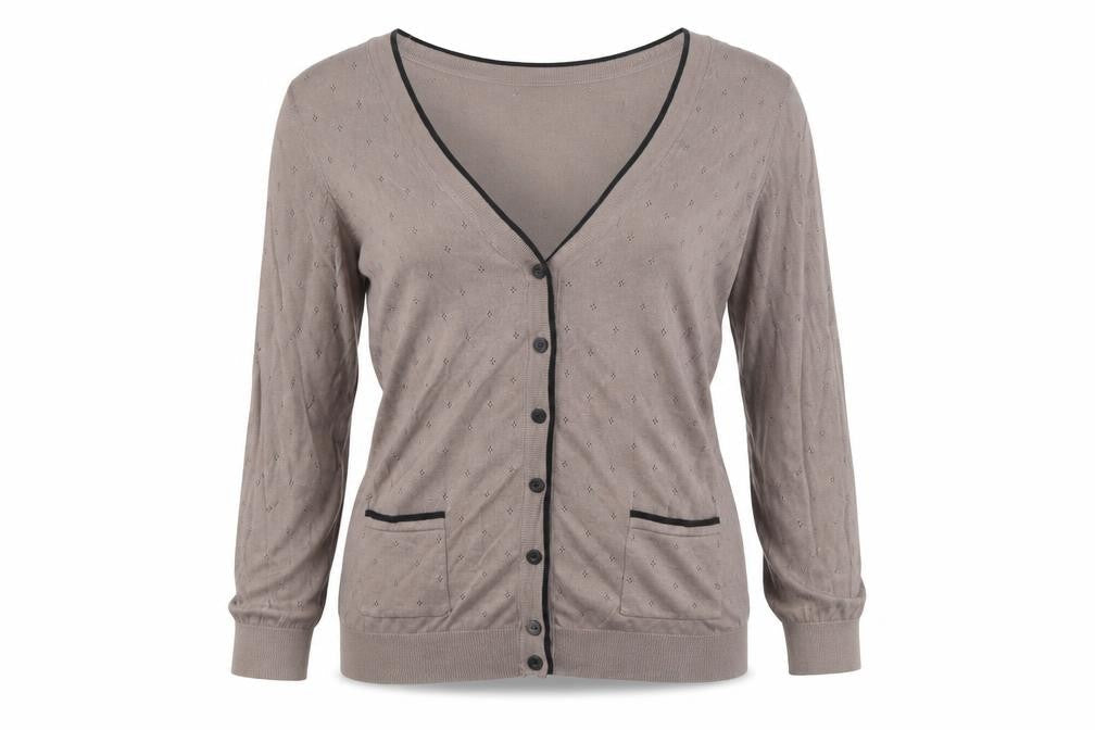 H&M Womens Brown V-Neck Cotton Cardigan Jumper Size S