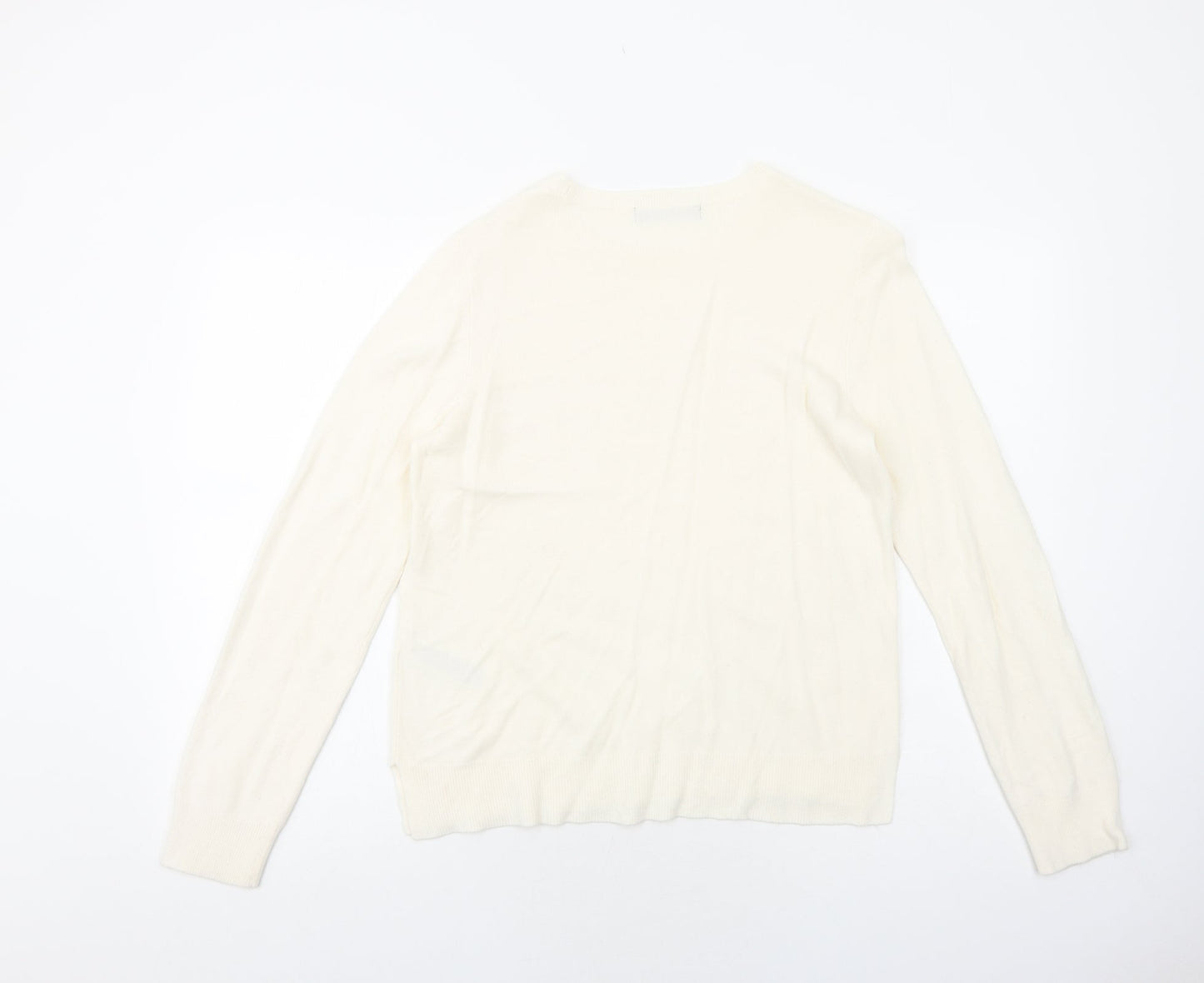 Marks and Spencer Womens Ivory Round Neck Acrylic Pullover Jumper Size 16