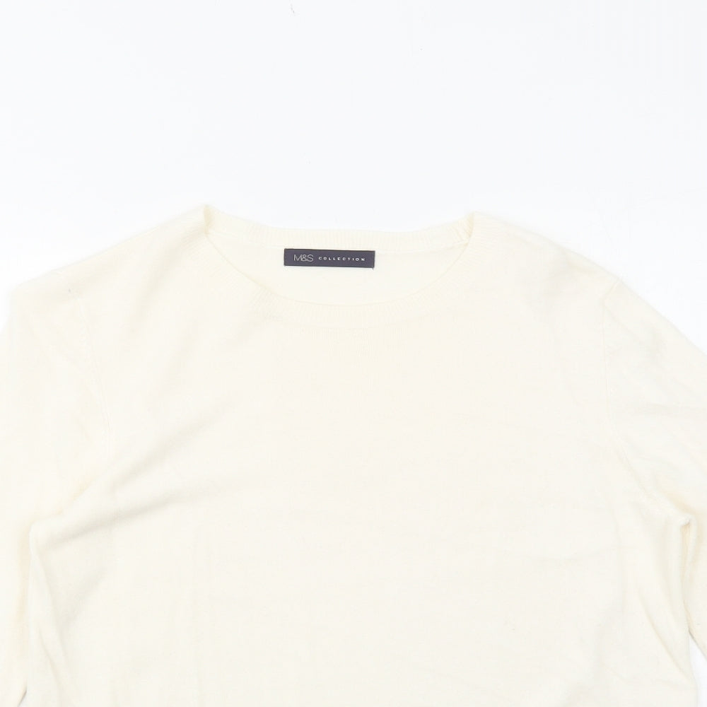Marks and Spencer Womens Ivory Round Neck Acrylic Pullover Jumper Size 16