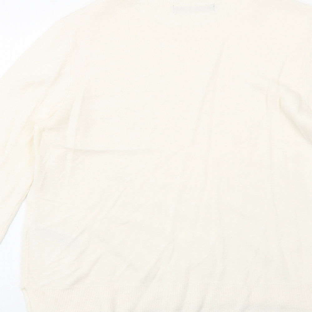 Marks and Spencer Womens Ivory Round Neck Acrylic Pullover Jumper Size 16