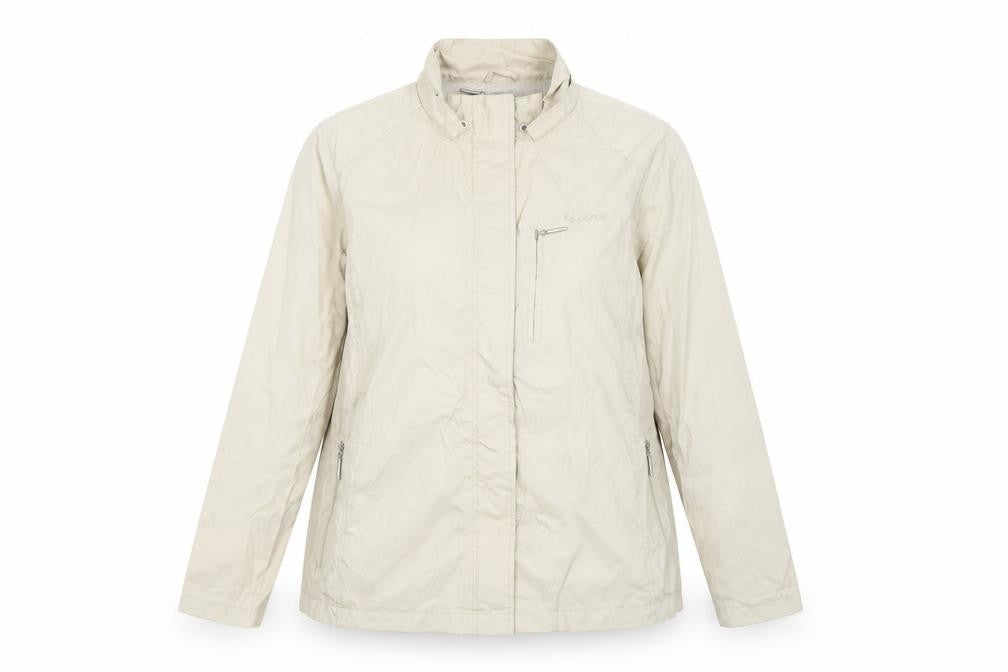 Maine New England Womens Beige Windbreaker Coat Size 16 Zip