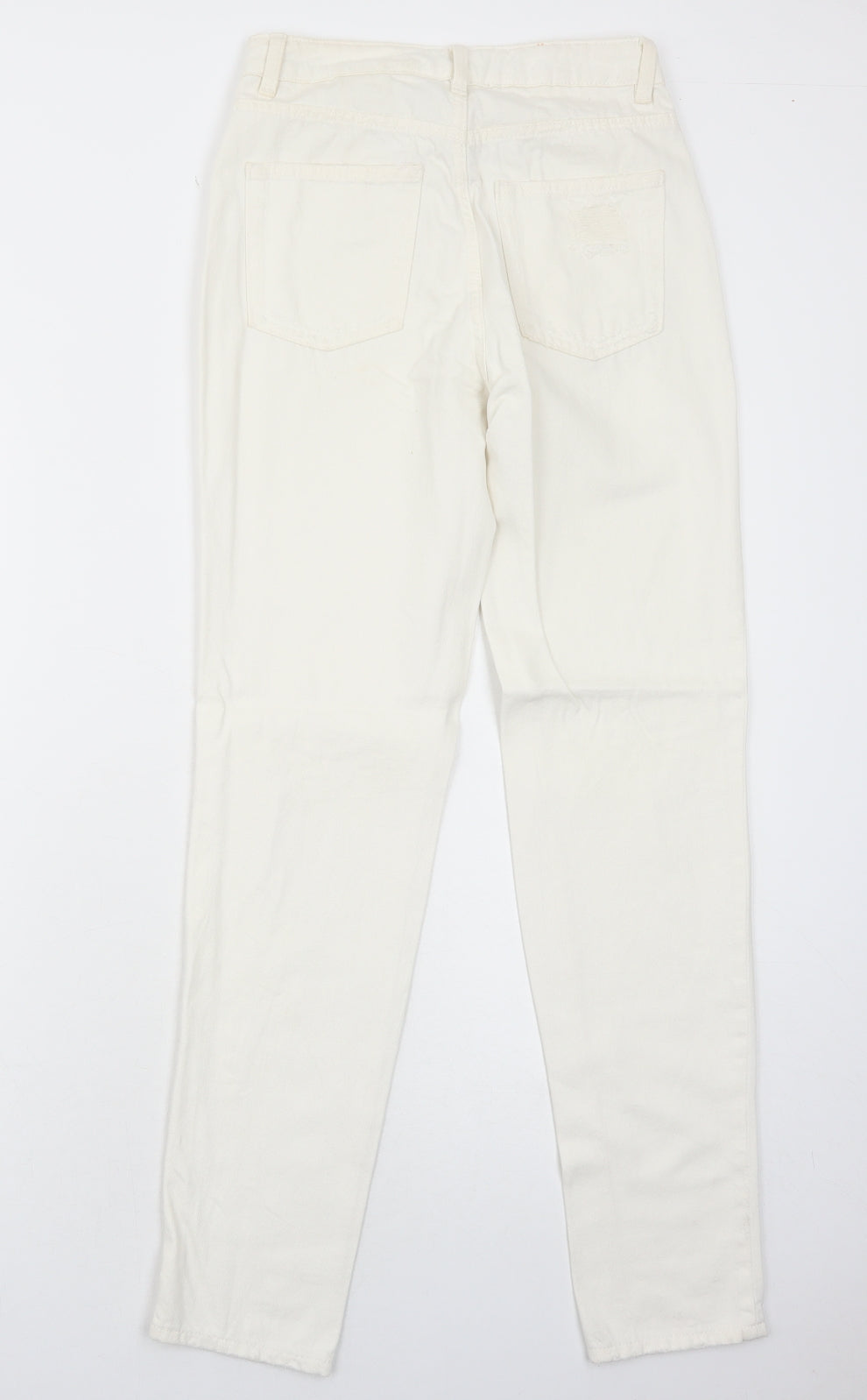 H&M Womens White Cotton Skinny Jeans Size 4 Regular Zip