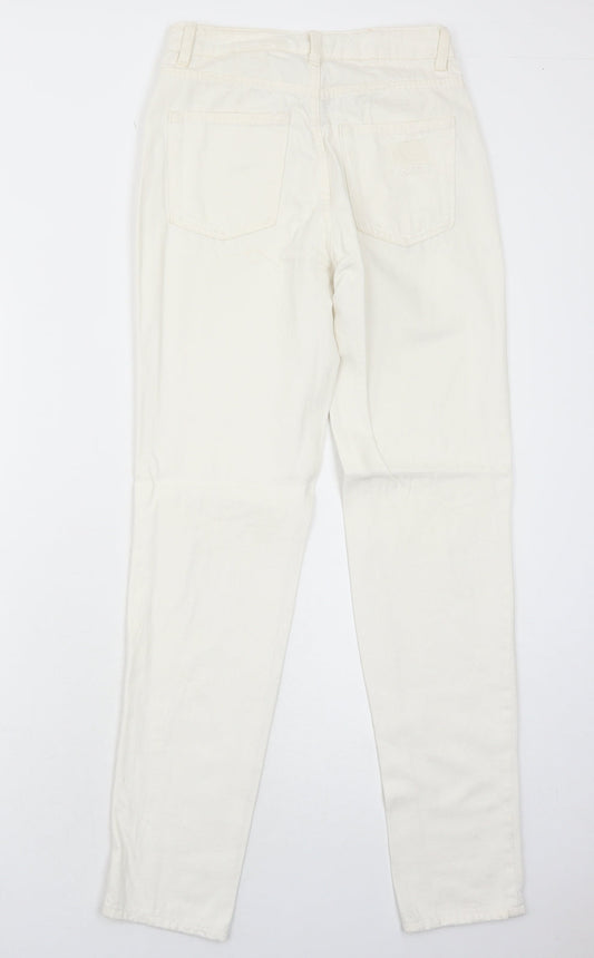 H&M Womens White Cotton Skinny Jeans Size 4 Regular Zip