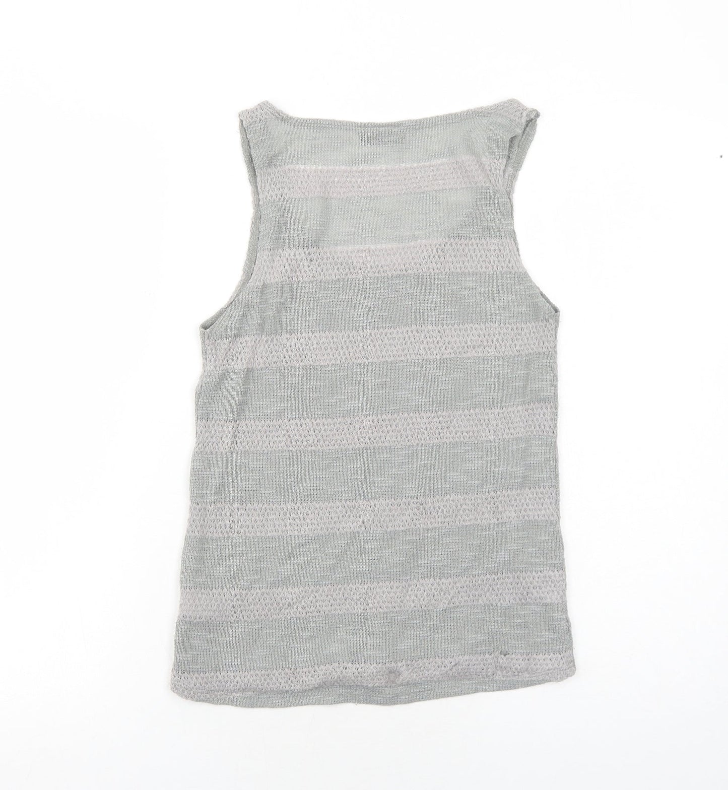 Topshop Womens Grey Striped Polyester Basic Tank Size 8 Scoop Neck