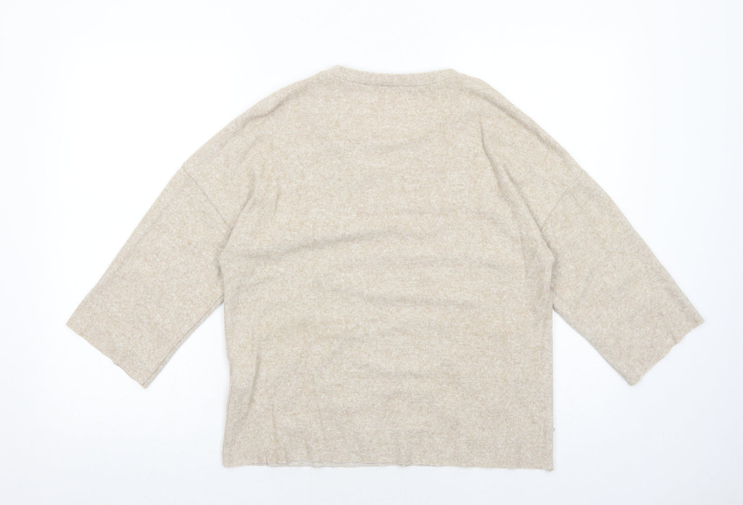Zara Womens Beige Round Neck Viscose Pullover Jumper Size S Pullover - Pearl
