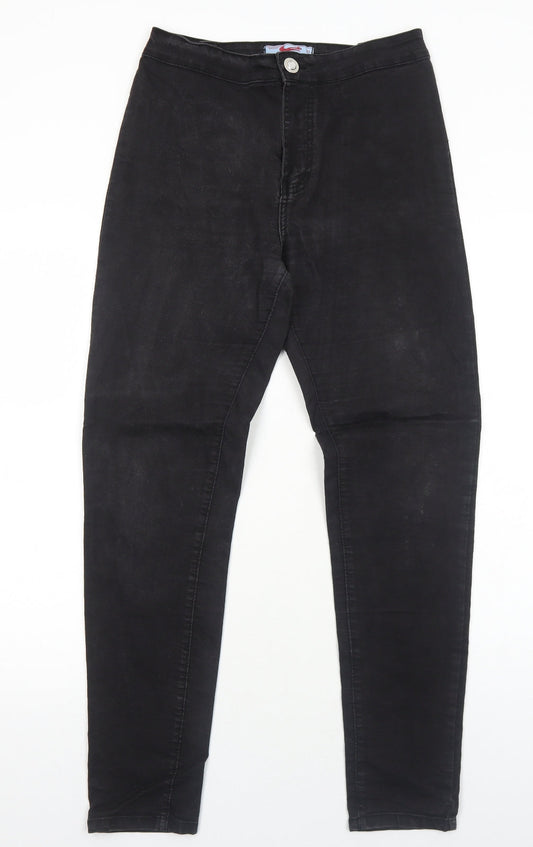 Texmart Womens Black Cotton Jegging Jeans Size 14 Regular Zip
