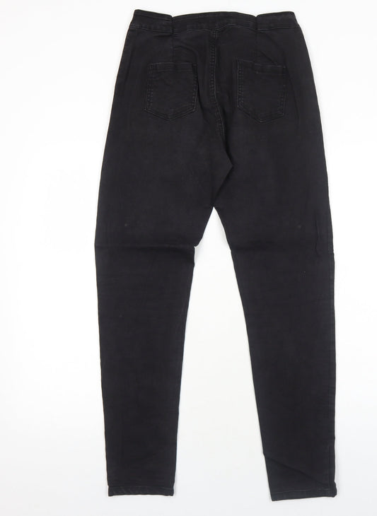Texmart Womens Black Cotton Jegging Jeans Size 14 Regular Zip