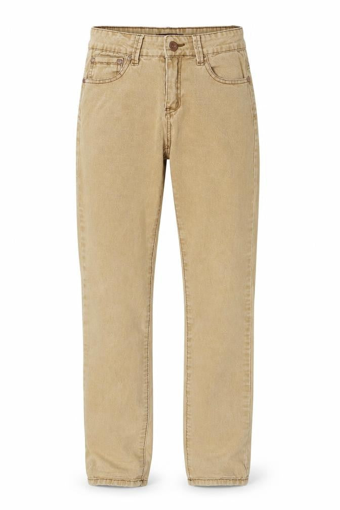 X-Max Womens Beige Cotton Straight Jeans Size S Regular Zip