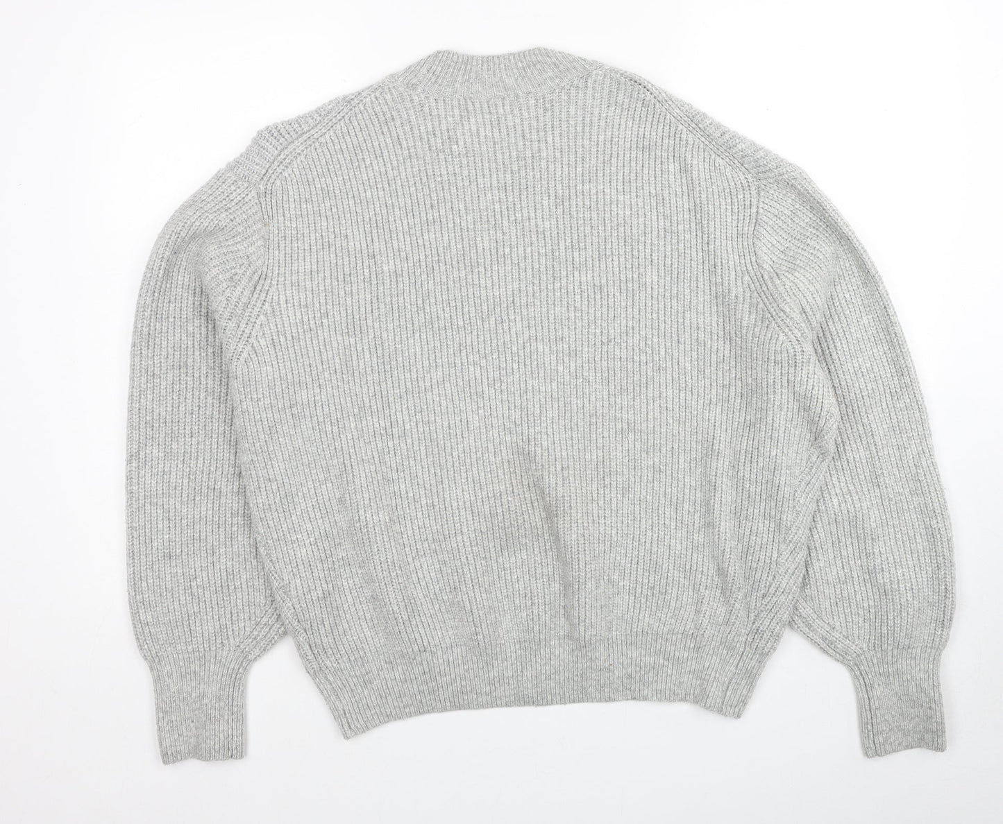 H&M Womens Grey Round Neck Acrylic Pullover Jumper Size L