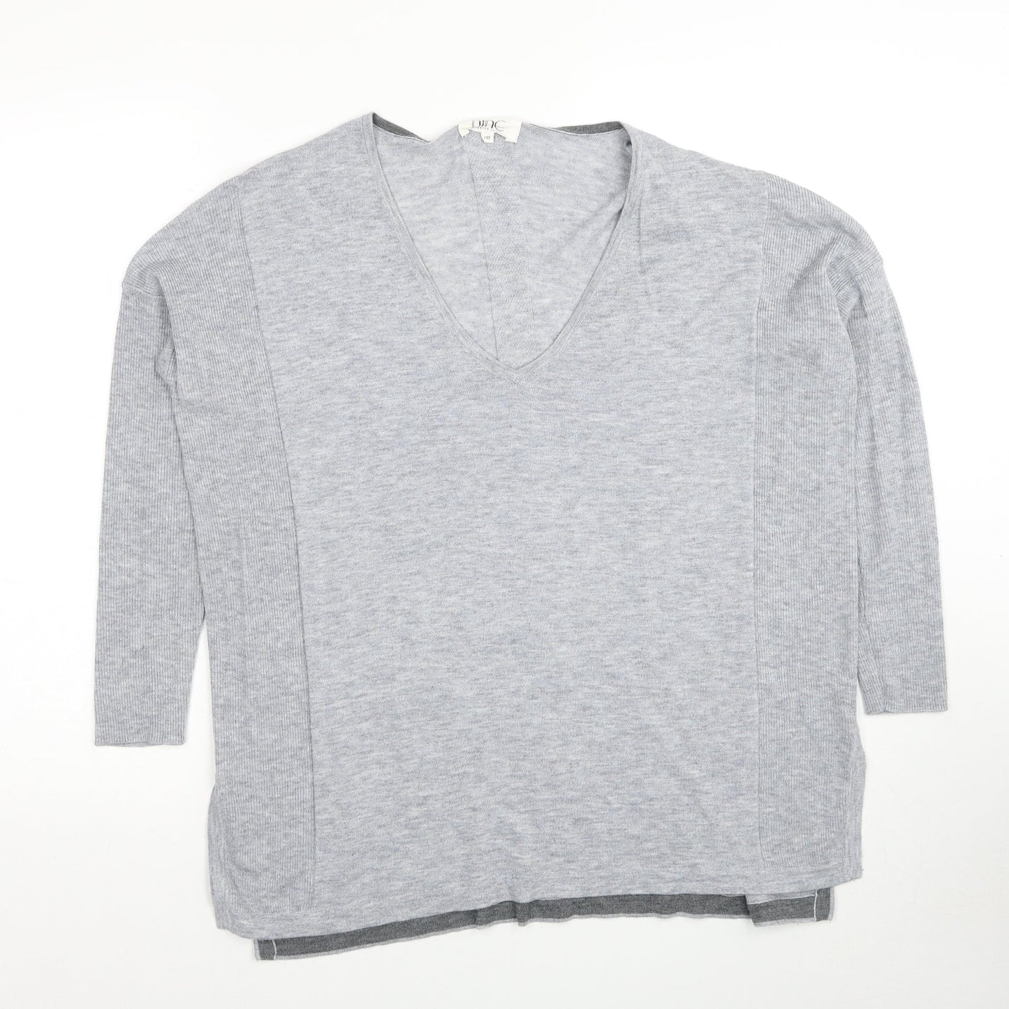 Debenhams Womens Grey V-Neck Polyester Pullover Jumper Size 10