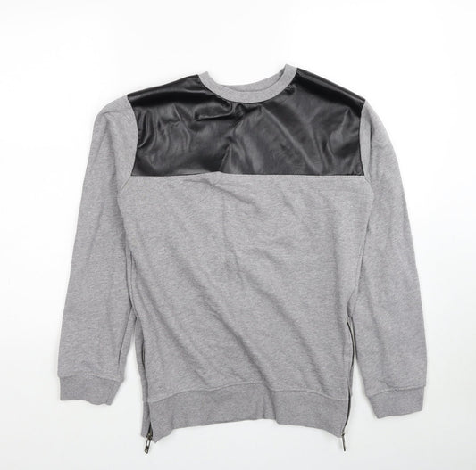 King Kouture Mens Grey Cotton Pullover Sweatshirt Size S